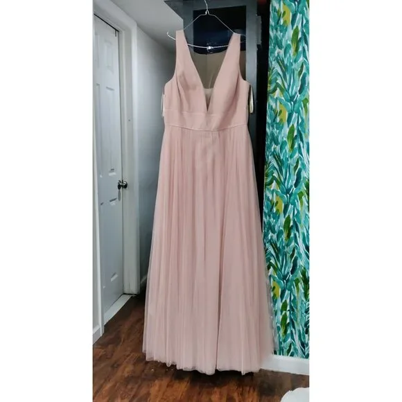 Jenny Yoo Wedding Bridesmaid Gown Blush Pink Tulle Sheer Sarita Dress 16 NWT - Picture 4 of 16